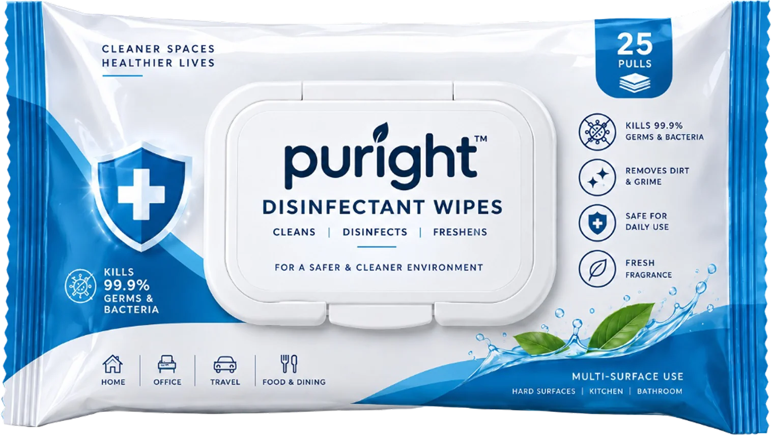25 Pulls Pack Disinfectant Wipes