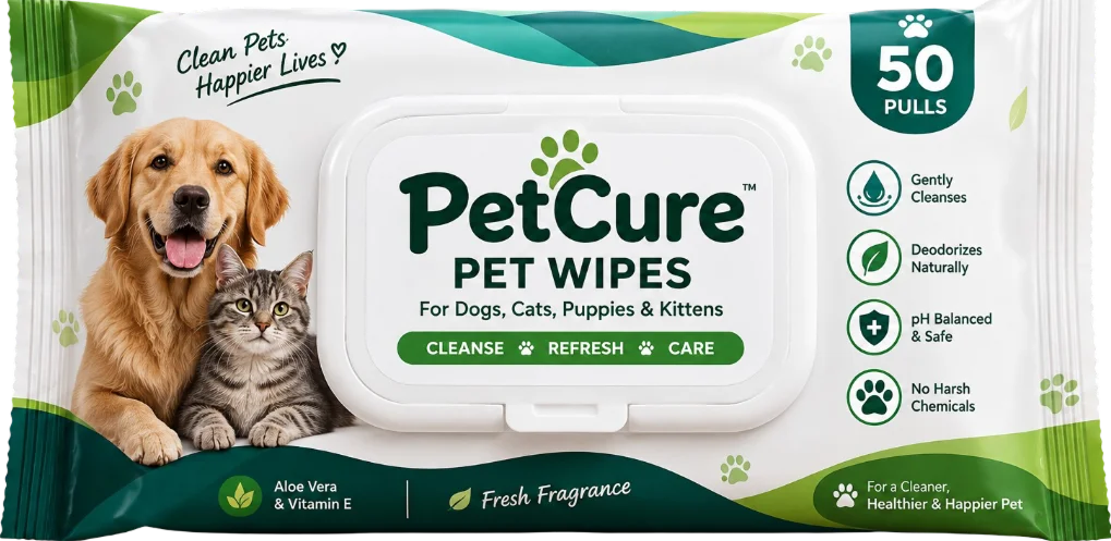50 Pull Pouch Pack Pet Wipes